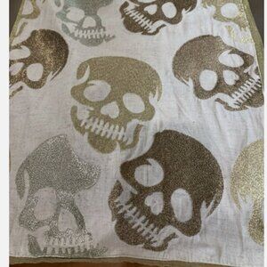 Pier 1 Imports Metallic Skulls Table Runner 13” X 54” Halloween